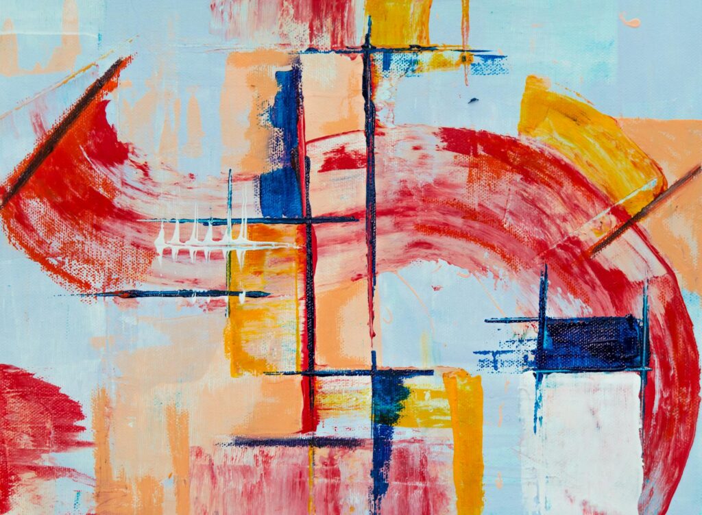 red yellow and blue abstract painting