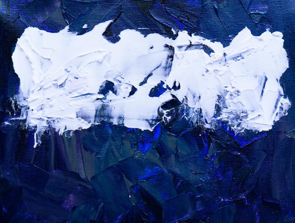blue and white abstract painting